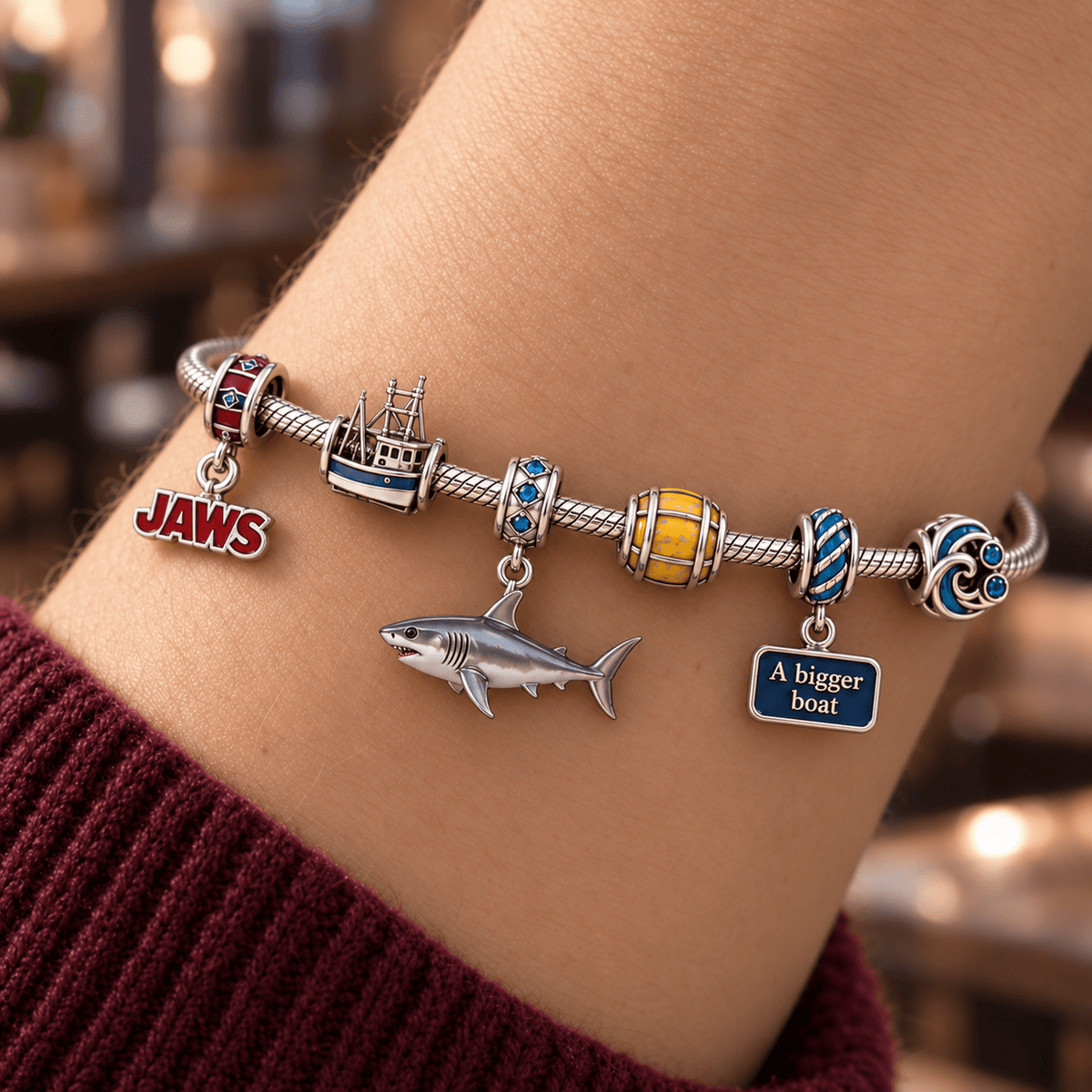 JAWS Silver Charm Bracelet Set HQH